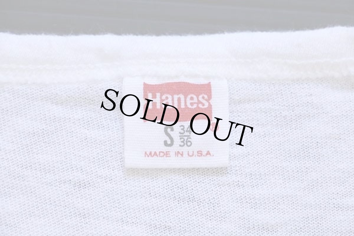 画像3: 70s USA製 Hanes 無地 バインダー Vネック コットンTシャツ 白 S★B (3)