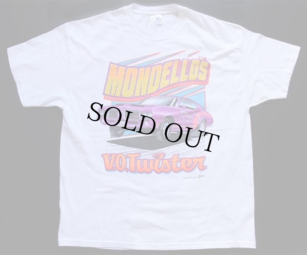 画像2: 00s Hanes MONDELLO'S V.O.Twister OLDSMOBILE 442 両面 蛍光プリント コットンTシャツ 白 XL (2)