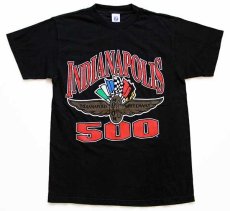 画像2: 90s LOGO7 INDIANAPOLIS MOTOR SPEEDWAY 500 ロゴ コットンTシャツ 黒 M (2)