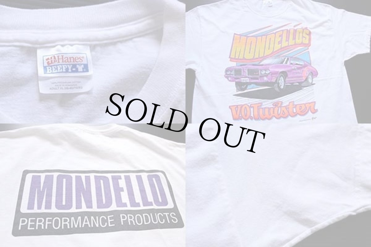 画像4: 00s Hanes MONDELLO'S V.O.Twister OLDSMOBILE 442 両面 蛍光プリント コットンTシャツ 白 XL (4)