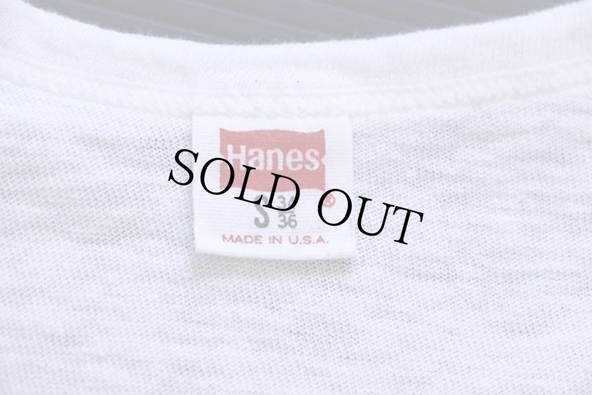 画像3: 70s USA製 Hanes 無地 バインダー Vネック コットンTシャツ 白 S★C (3)
