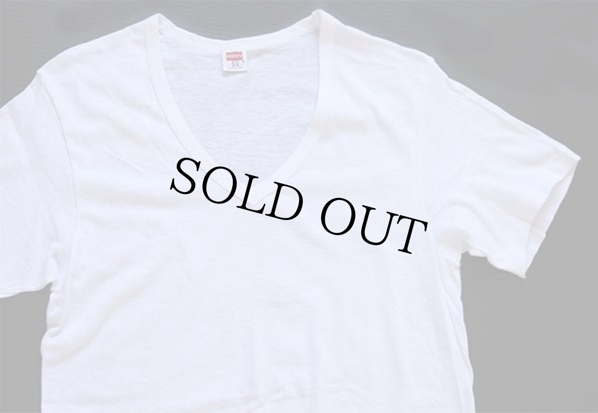 画像1: 70s USA製 Hanes 無地 バインダー Vネック コットンTシャツ 白 S★C (1)