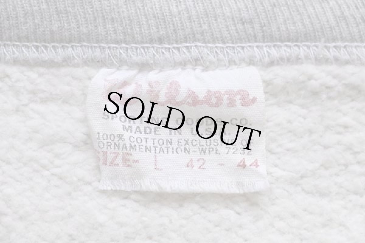 画像3: 50s USA製 Wilsonウィルソン 無地 前V コットン スウェット 杢グレー L (3)