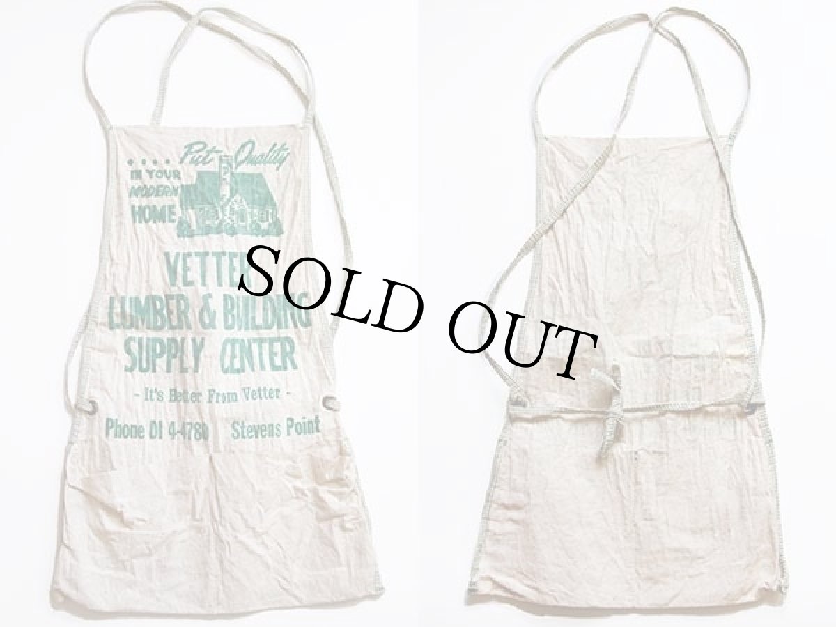 画像2: ビンテージ VETTER LUMBER&BUILDING キャンバス ワークエプロン 生成り (2)