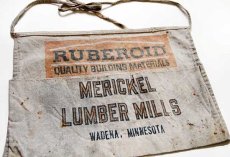 画像1: ビンテージ MERICKEL LUMBER キャンバス ワークエプロン 生成り (1)