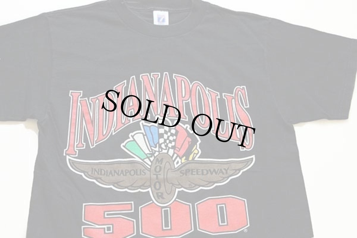 画像1: 90s LOGO7 INDIANAPOLIS MOTOR SPEEDWAY 500 ロゴ コットンTシャツ 黒 M (1)