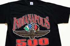 画像1: 90s LOGO7 INDIANAPOLIS MOTOR SPEEDWAY 500 ロゴ コットンTシャツ 黒 M (1)