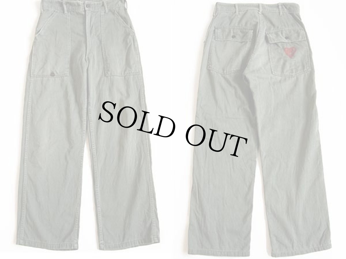 画像2: 60s ハート プリント ユーティリティ ベイカーパンツ オリーブグリーン w30 (2)