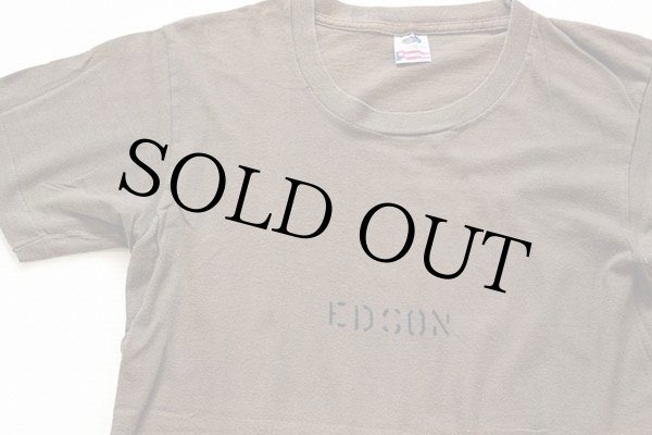 80s USA製 FRUIT OF THE LOOM ステンシル コットンTシャツ 茶 S