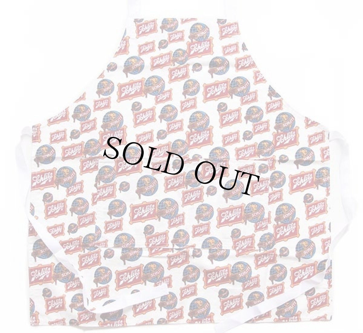 画像2: デッドストック★70s Schlitzシュリッツ 総柄 染み込みプリント エプロン&鍋つかみ セット (2)