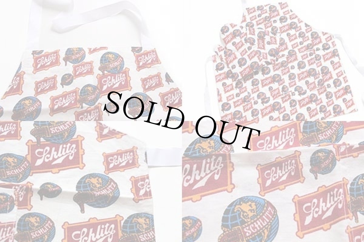 画像4: デッドストック★70s Schlitzシュリッツ 総柄 染み込みプリント エプロン&鍋つかみ セット (4)