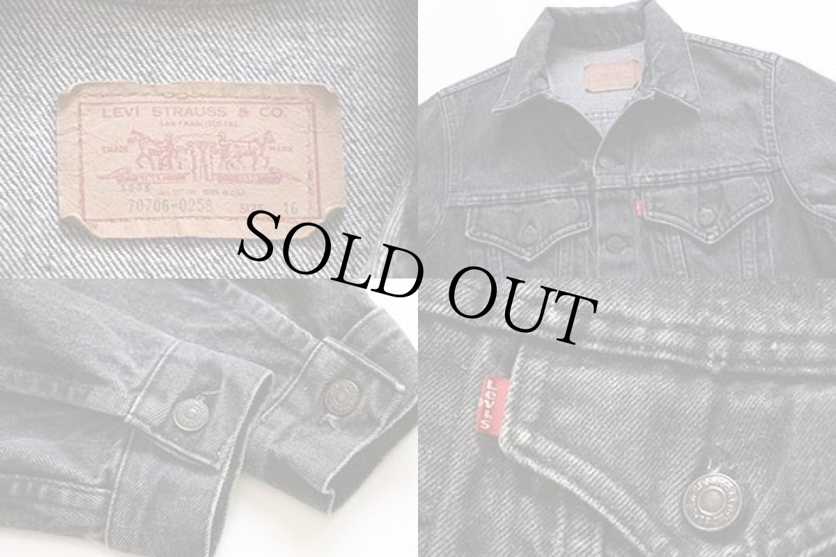 画像3: 80s USA製 Levi'sリーバイス 70706 先染め ブラック デニムジャケット 4ポケット ボーイズ16 (3)