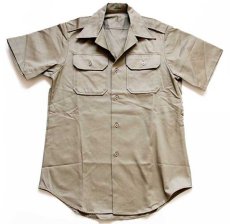 画像2: デッドストック★70s 米軍 U.S.ARMY 半袖 コットンツイルシャツ カーキ S★B (2)