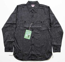 画像2: 新品★日本製 GENERAG コットン ブラック シャンブレーシャツ S/14 (2)