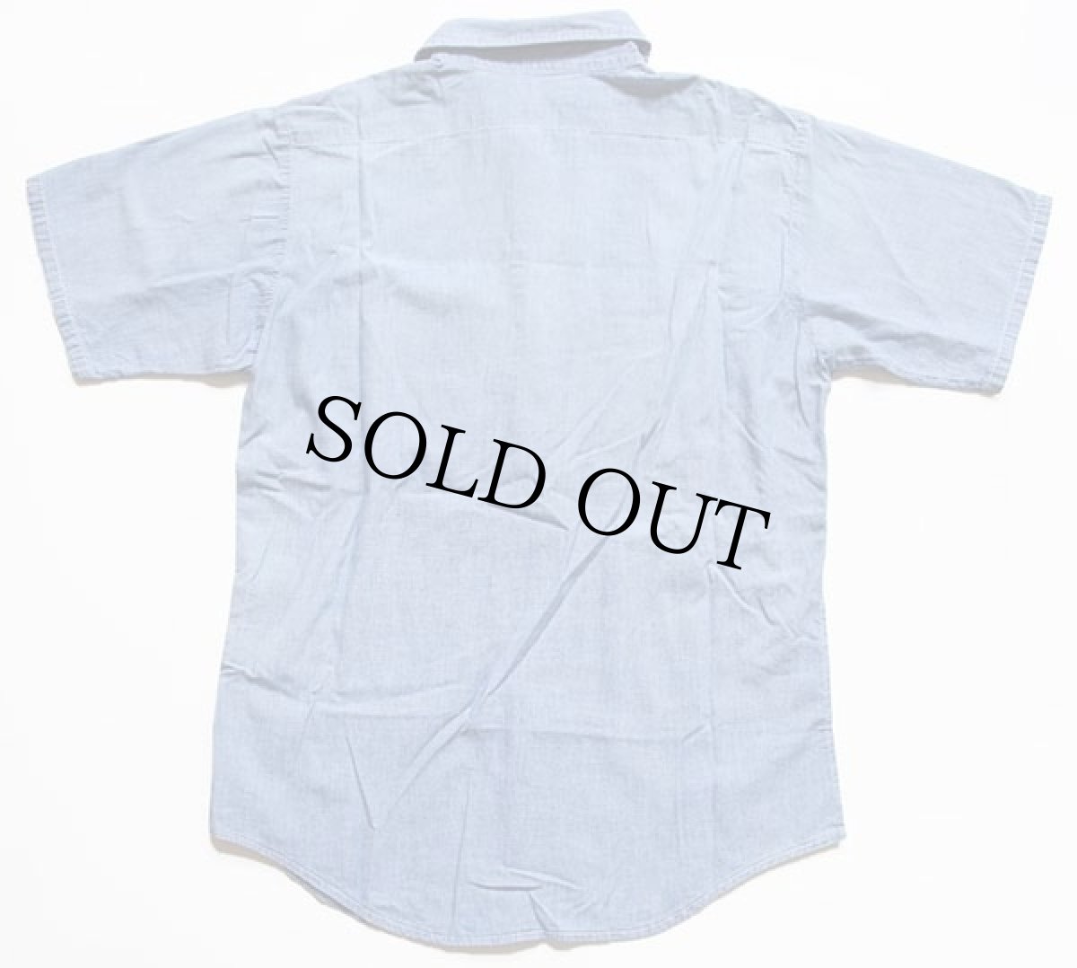 画像2: 70s UNKNOWN 半袖 コットン シャンブレーシャツ (2)