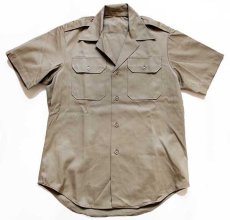 画像2: デッドストック★70s 米軍 U.S.ARMY 半袖 コットンツイルシャツ カーキ M★D (2)