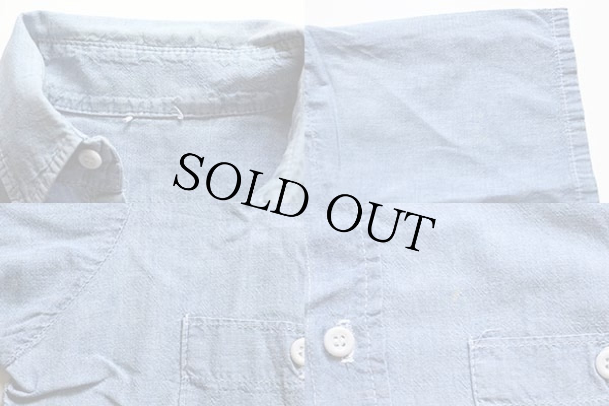 画像3: 70s UNKNOWN 半袖 コットン シャンブレーシャツ (3)