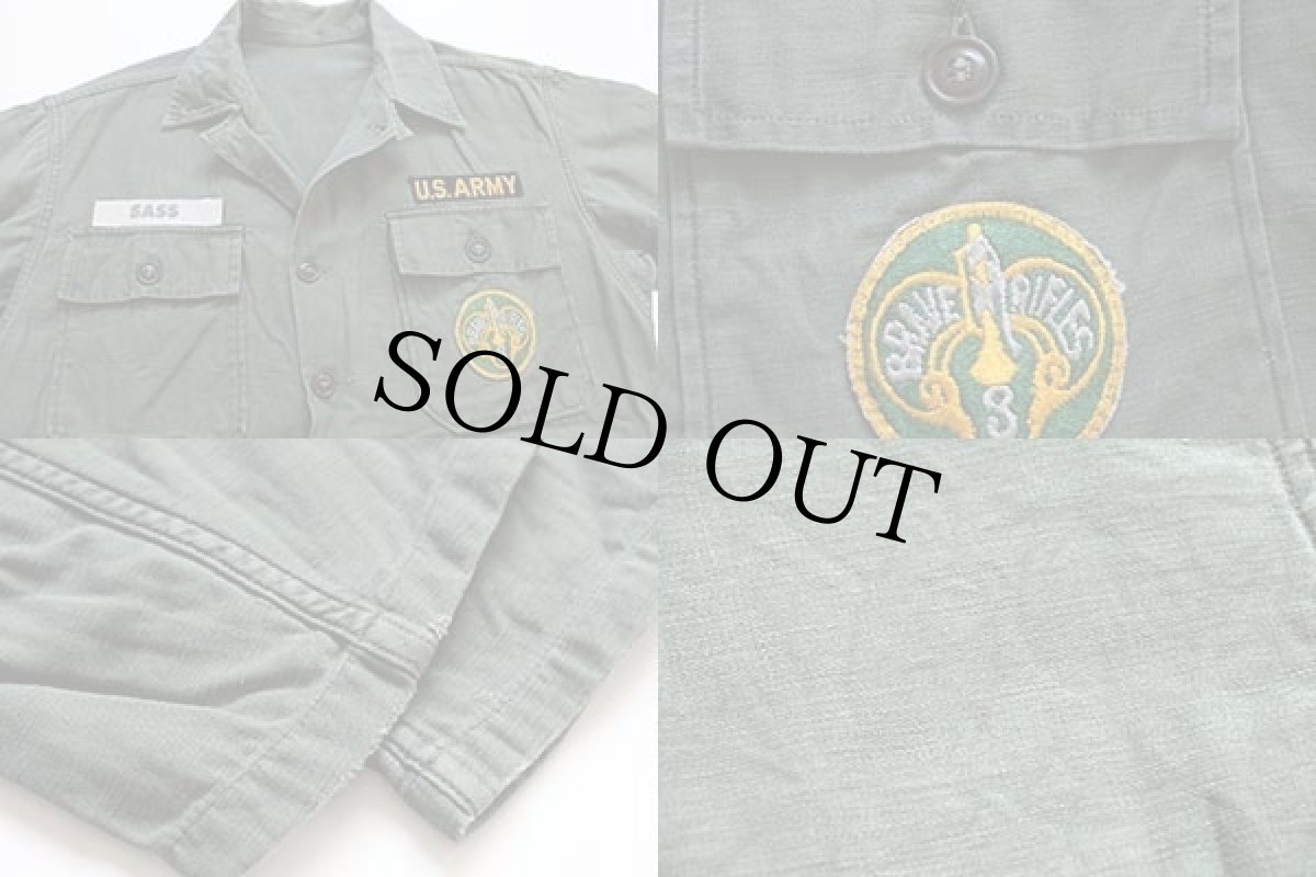 画像3: 50s 米軍 U.S.ARMY パッチ付き ユーティリティシャツ オリーブグリーン (3)