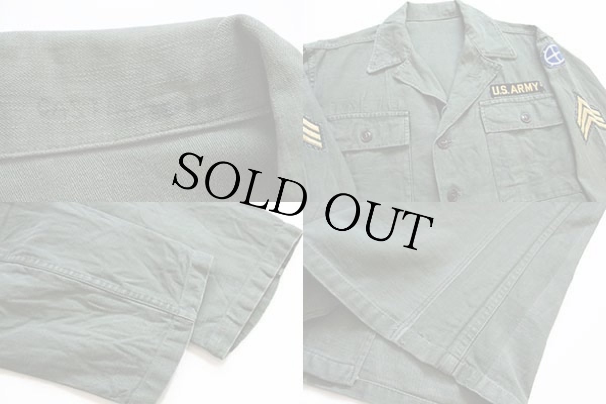 画像3: 50s 米軍 U.S.ARMY パッチ付き ユーティリティシャツ オリーブグリーン (3)