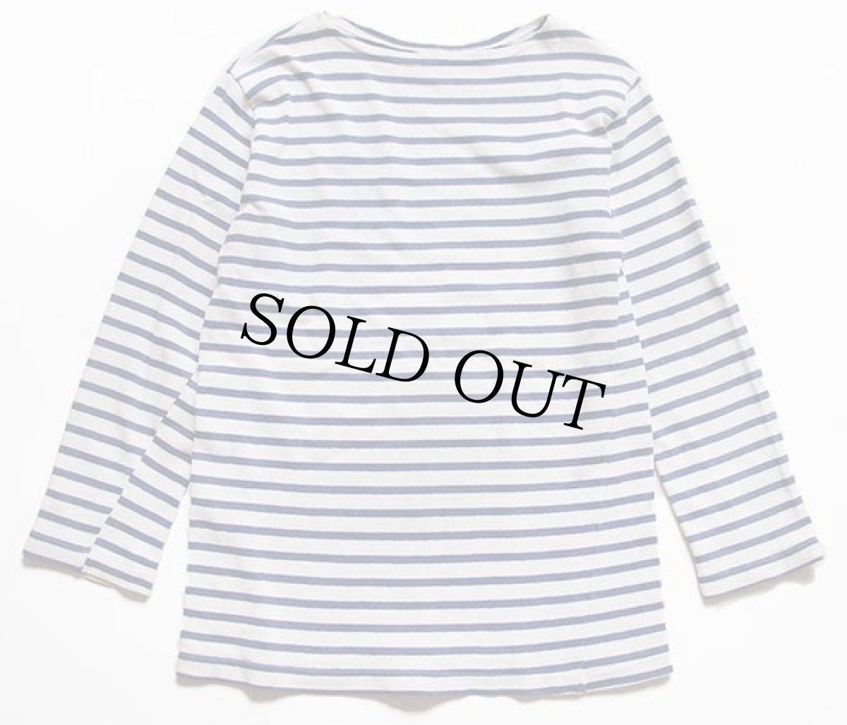 画像2: 80s フランス製 CARAIBES ボーダー ボートネック コットン バスクシャツ 紺×白 (2)