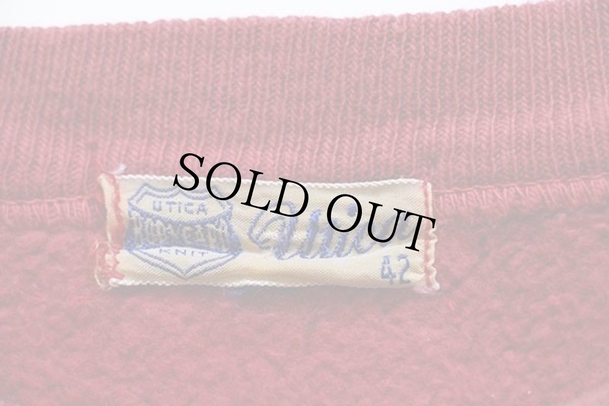 画像4: 50s BODYGARD Utica 無地 コットン スウェット 濃赤 フェード 42 (4)