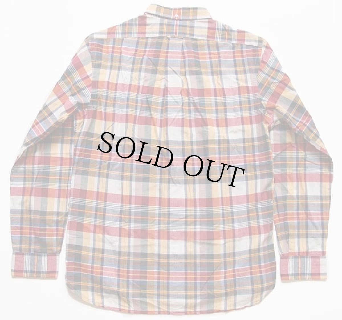 画像2: ラルフローレン マドラスチェック マチ付き 三点留め ボタンダウン コットンシャツ M (2)