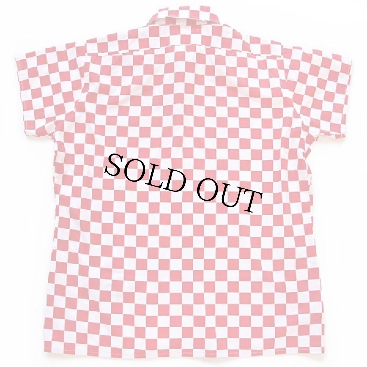 画像2: 70s Kingscourt チェッカーフラッグ 半袖 シャツ 赤×白 L (2)