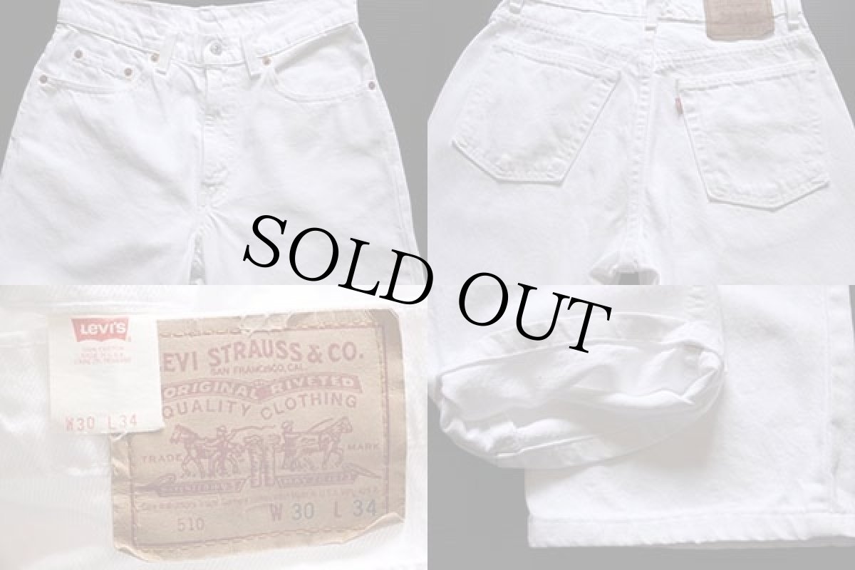 画像3: 90s USA製 Levi'sリーバイス 510 ホワイト デニムパンツ w30 (3)