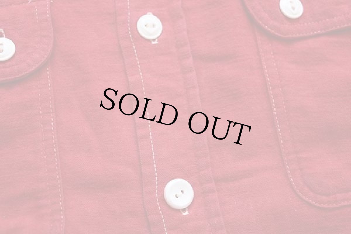 画像6: 50s BIG YANKビッグヤンク マチ付き コットン シャモアクロスシャツ 赤 (6)