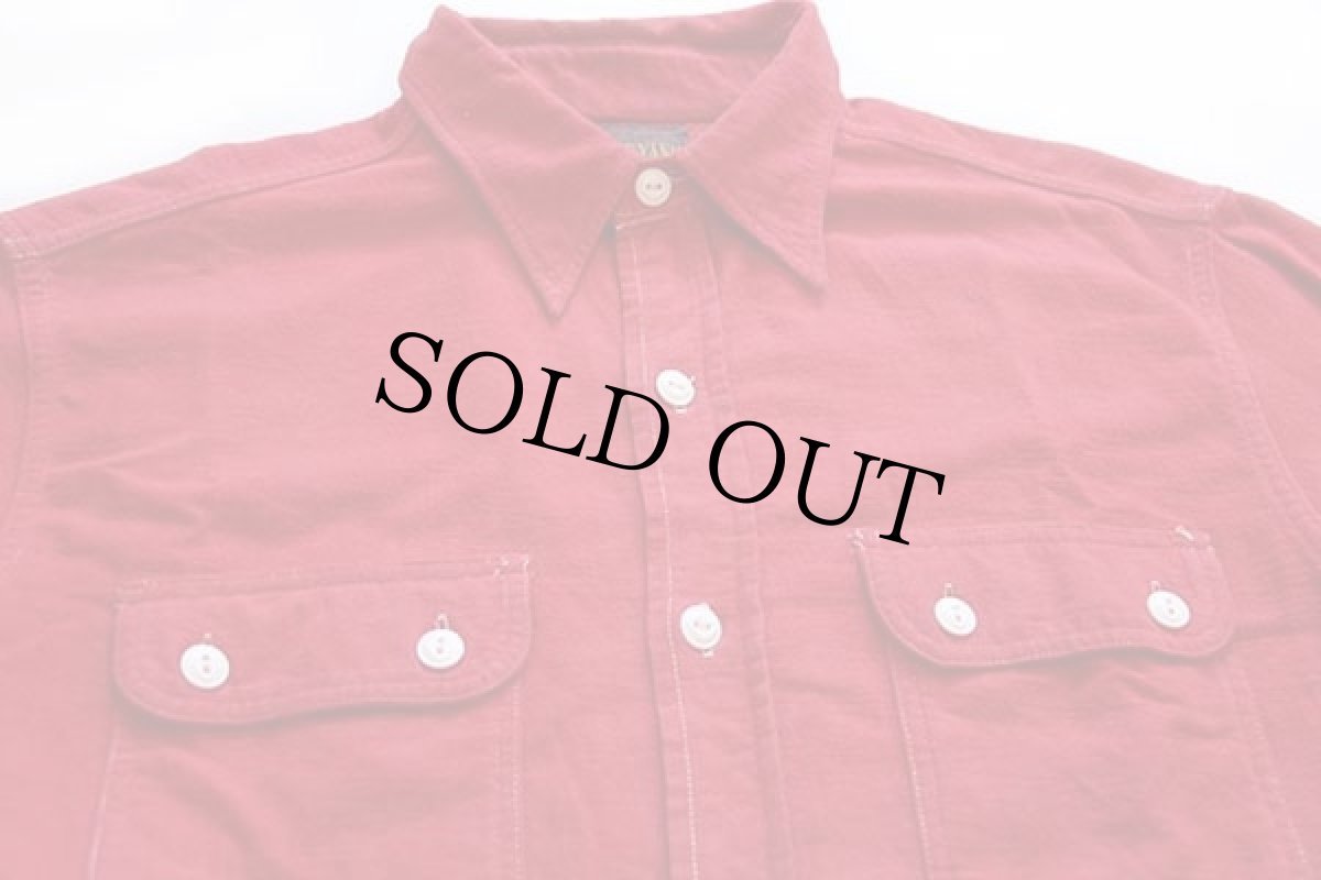 画像3: 50s BIG YANKビッグヤンク マチ付き コットン シャモアクロスシャツ 赤 (3)