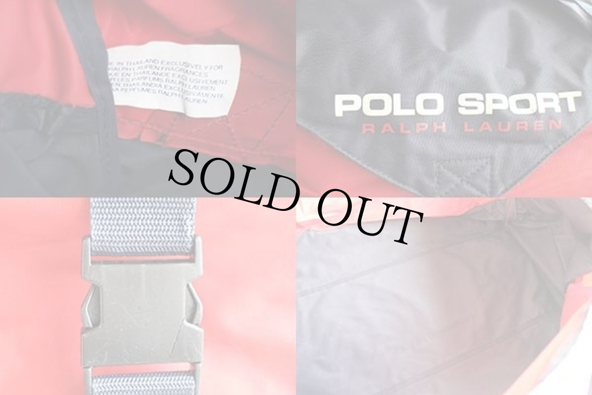 画像4: 90s POLO SPORTポロ スポーツ ラルフローレン ツートン ナイロン ダッフルバッグ 紺×赤 (4)