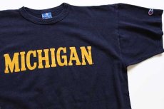 画像1: 90s USA製 Championチャンピオン MICHIGAN コットンTシャツ 紺 XL (1)