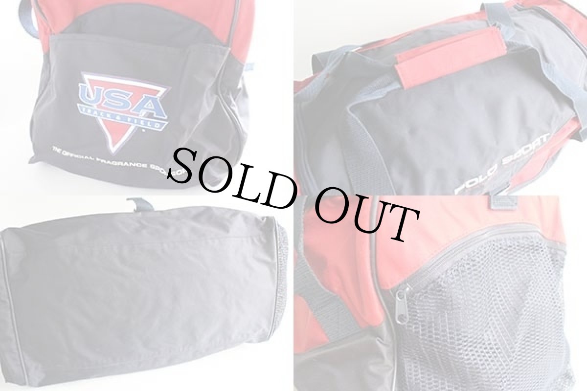 画像3: 90s POLO SPORTポロ スポーツ ラルフローレン ツートン ナイロン ダッフルバッグ 紺×赤 (3)