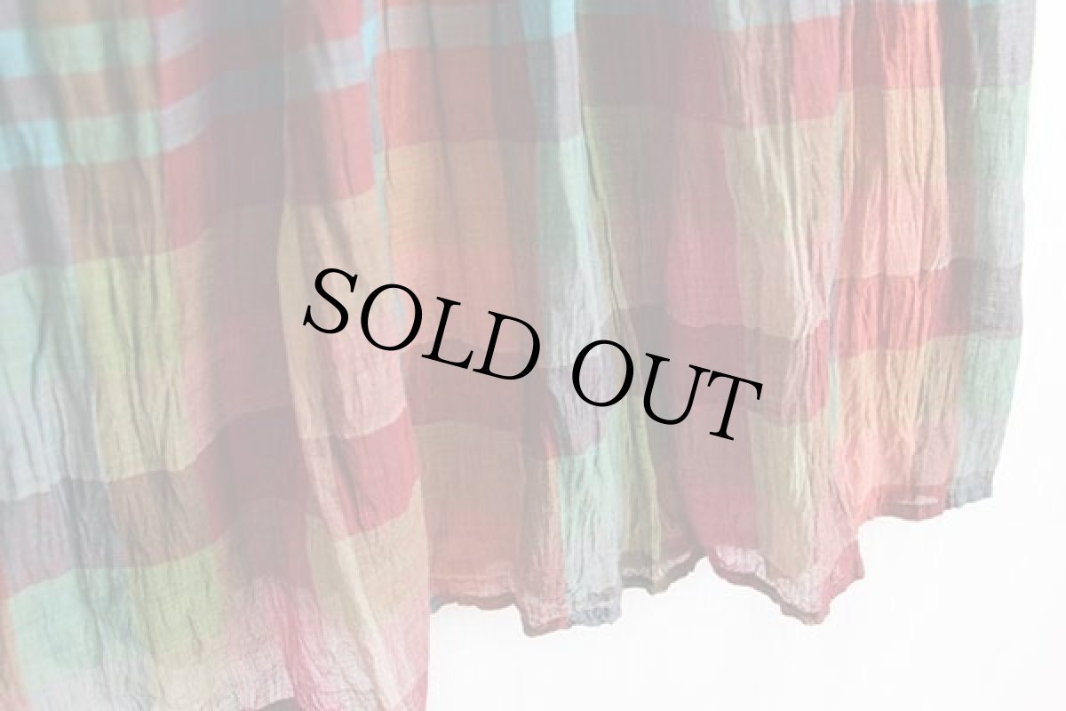 画像4: INSTYLE NEW YORK チェック マキシ丈 インド綿 スカート (4)