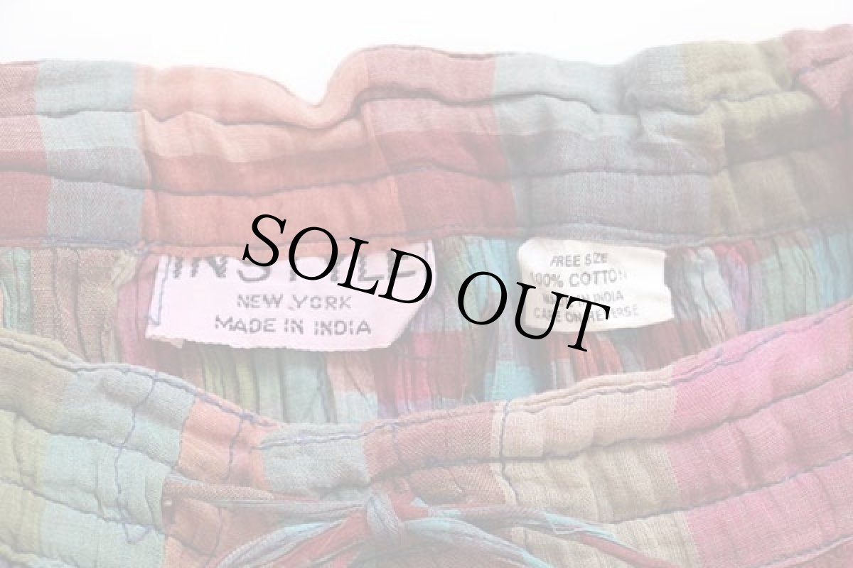 画像3: INSTYLE NEW YORK チェック マキシ丈 インド綿 スカート (3)