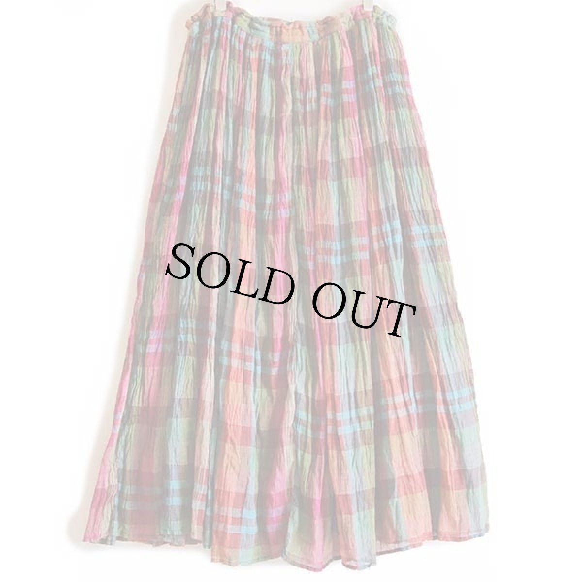 画像2: INSTYLE NEW YORK チェック マキシ丈 インド綿 スカート (2)