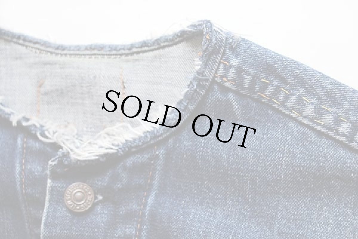 画像7: 60s LEVI'Sリーバイス 70505 BIGE ノーカラー デニムジャケット カスタム (7)