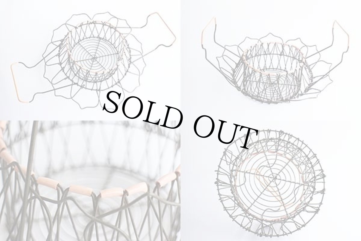 画像3: ビンテージ 折りたたみ式 ワイヤーバスケット (3)