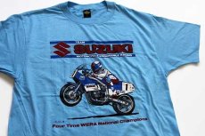 画像1: デッドストック★80s USA製 SUZUKIスズキ コットンTシャツ 水色 XL (1)