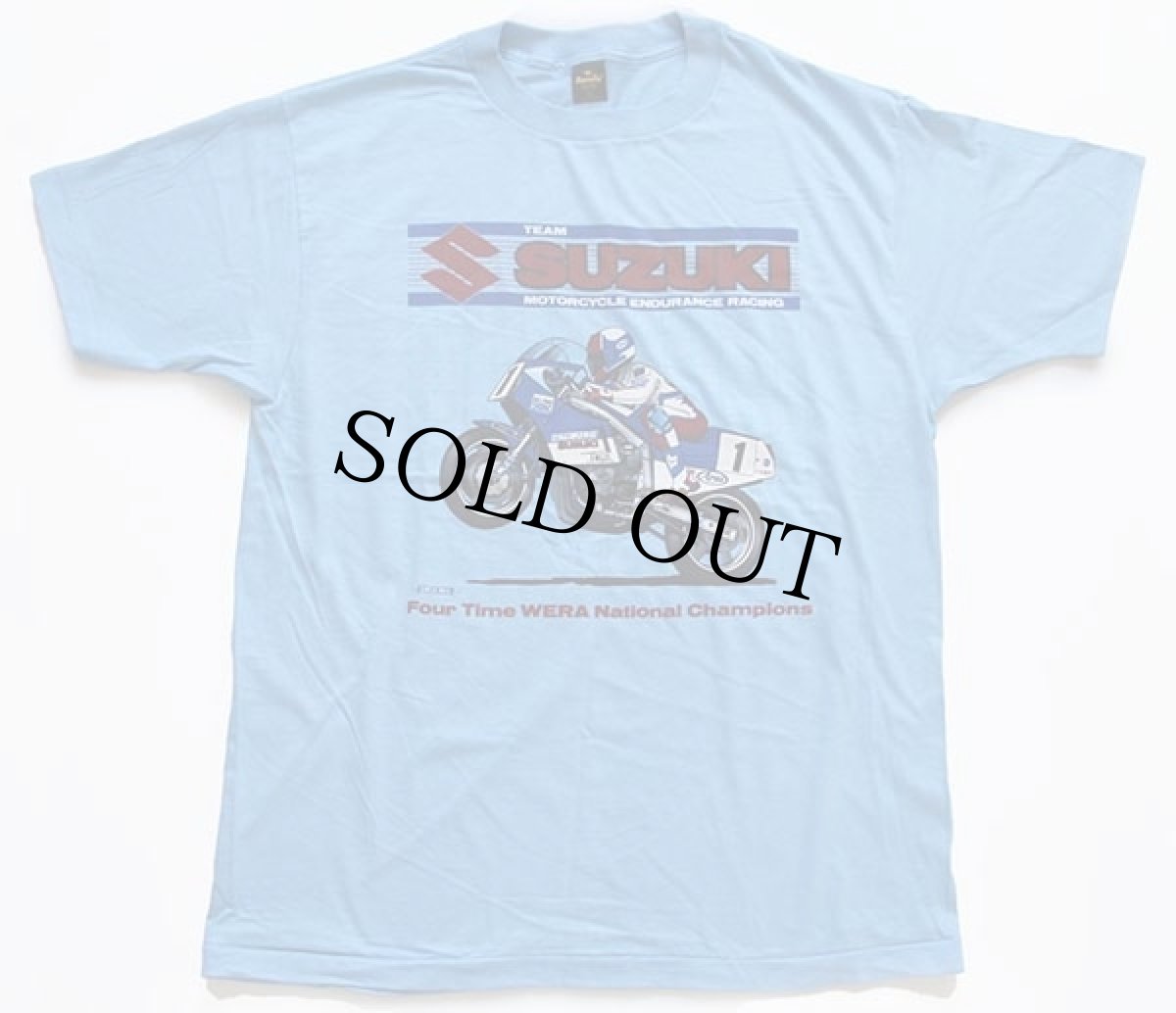 画像2: デッドストック★80s USA製 SUZUKIスズキ コットンTシャツ 水色 XL (2)