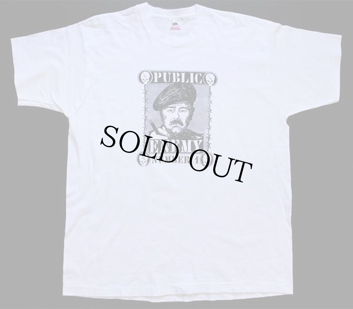 画像2: デッドストック★90s USA製 FRUIT OF THE LOOM PUBLIC ENEMY サダム フセイン コットンTシャツ 白×黒 XXL★C 特大 (2)