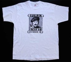 画像2: デッドストック★90s USA製 FRUIT OF THE LOOM PUBLIC ENEMY サダム フセイン コットンTシャツ 白×黒 XXL★C 特大 (2)