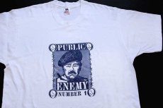 画像1: デッドストック★90s USA製 FRUIT OF THE LOOM PUBLIC ENEMY サダム フセイン コットンTシャツ 白×紺 XXL★B (1)