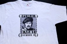 画像1: デッドストック★90s USA製 FRUIT OF THE LOOM PUBLIC ENEMY サダム フセイン コットンTシャツ 白×黒 XXL★C 特大 (1)