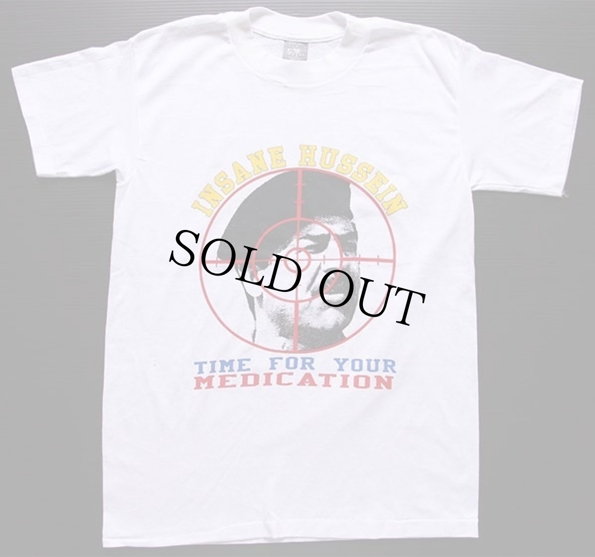 画像2: デッドストック★90s USA製 INSANE HUSSEIN TIME FOR YOUR MEDICATION Tシャツ 白 M (2)