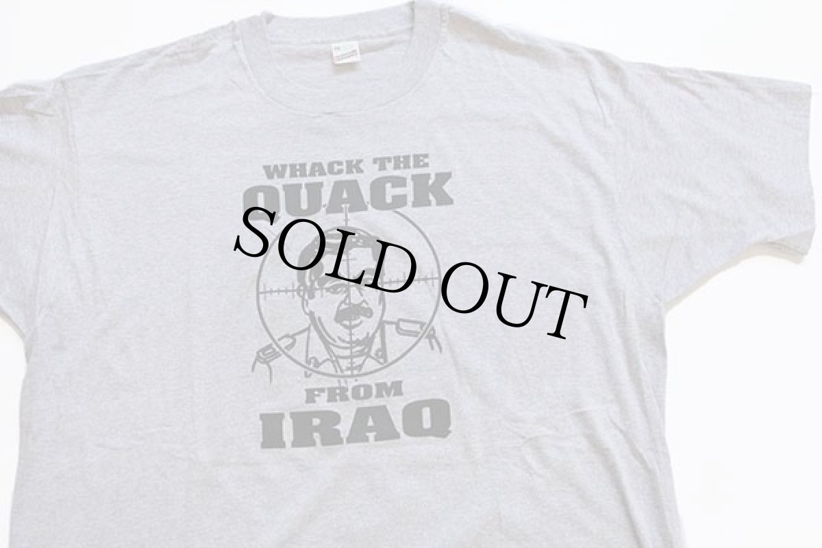 画像1: デッドストック★80s USA製 WHACK THE QUACK FROM IRAQ サダム フセイン Tシャツ 杢グレー XXL (1)