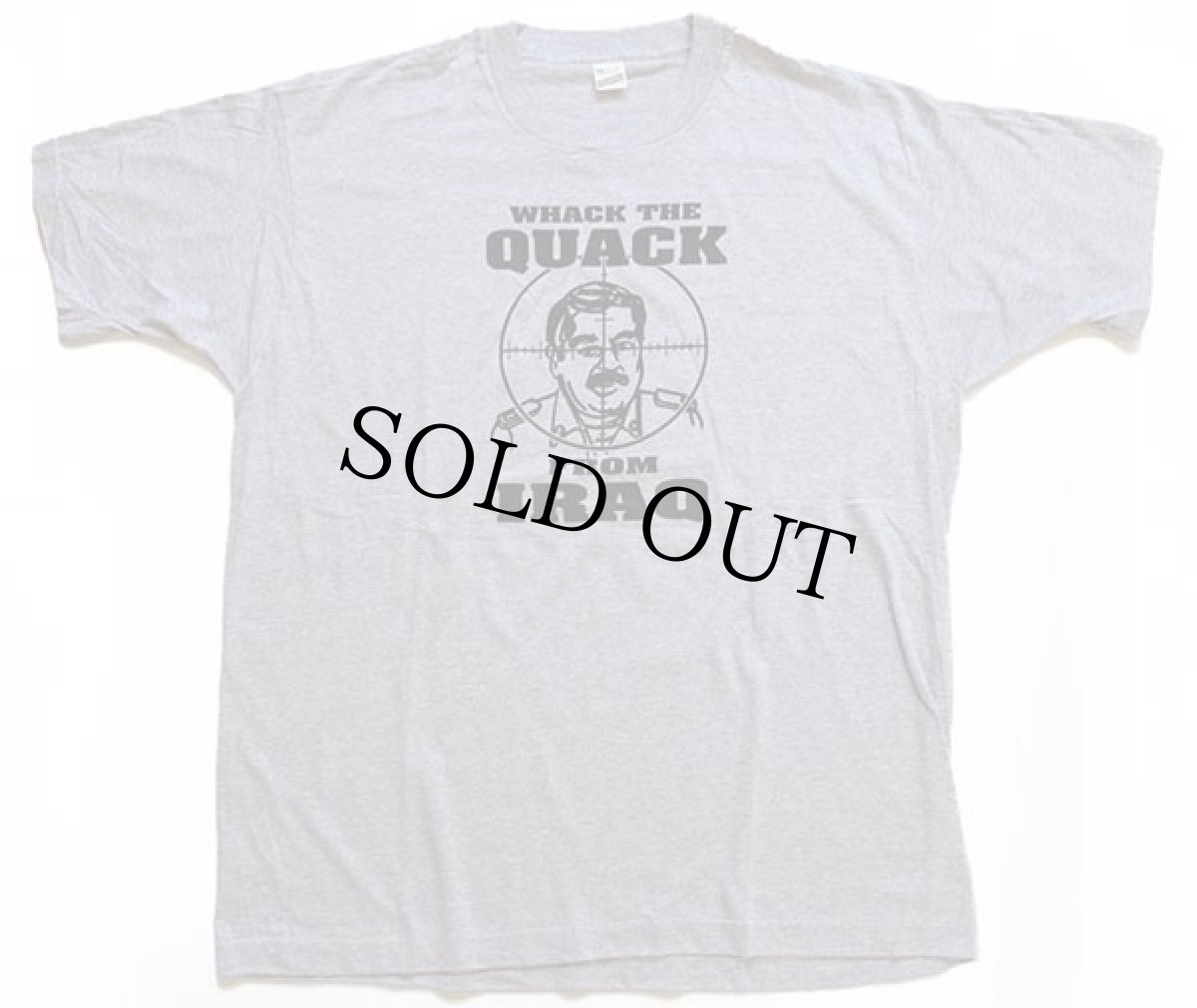 画像2: デッドストック★80s USA製 WHACK THE QUACK FROM IRAQ サダム フセイン Tシャツ 杢グレー XXL (2)
