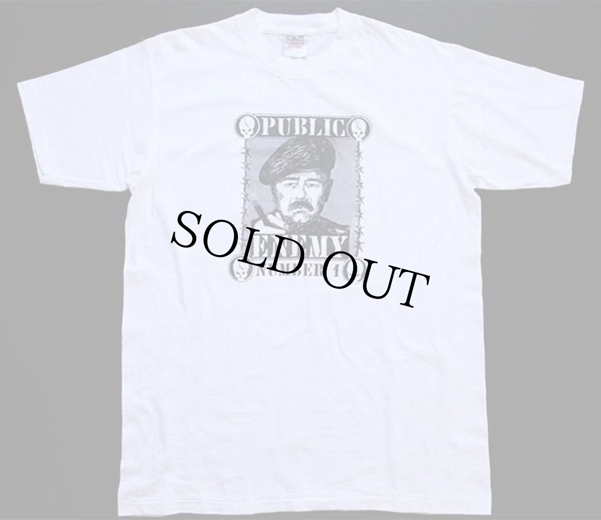 画像2: デッドストック★90s ONEITA PUBLIC ENEMY サダム フセイン コットンTシャツ 白×黒 XL★D (2)