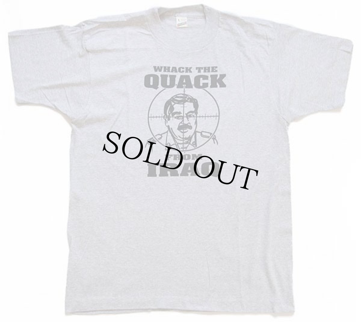 画像2: デッドストック★80s USA製 WHACK THE QUACK FROM IRAQ サダム フセイン Tシャツ 杢グレー M (2)