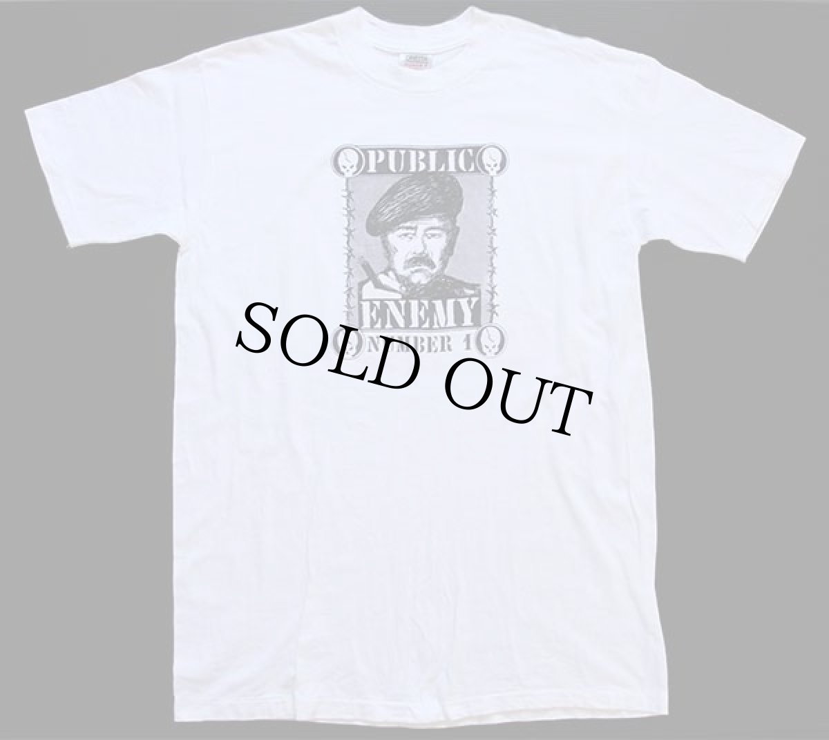 画像2: デッドストック★90s USA製 ONEITA PUBLIC ENEMY サダム フセイン コットンTシャツ 白×黒 XXL★E (2)